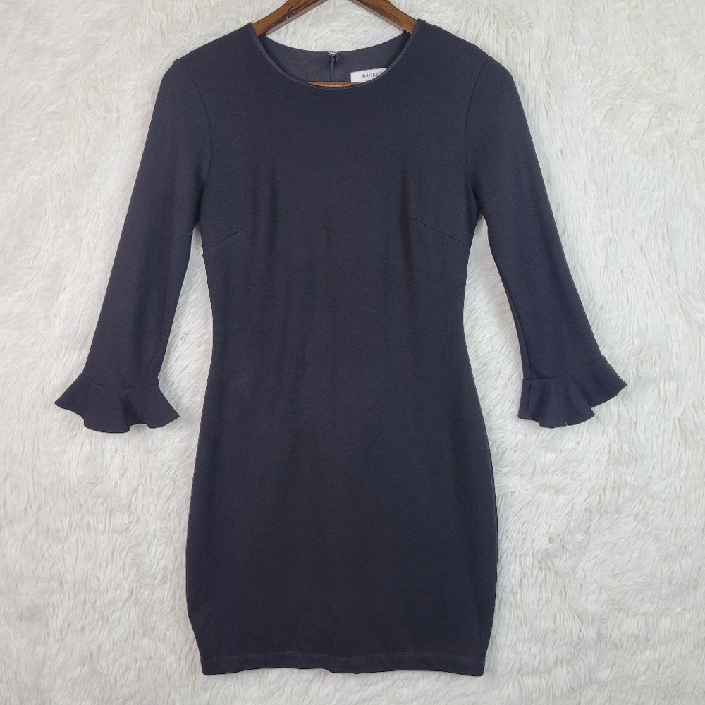 Small Bailey 44 Black Bodycon 3/4 Flutter Sleeve Mini Dress